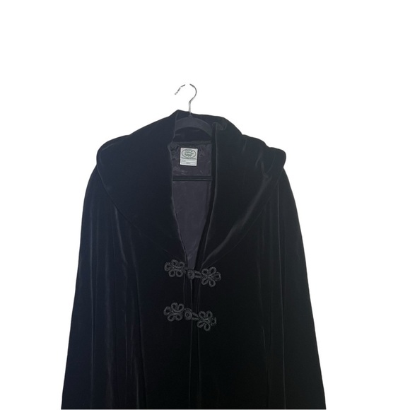 Laura Ashley Black Vintage Velvet Cloak Cape Small - Picture 3 of 15